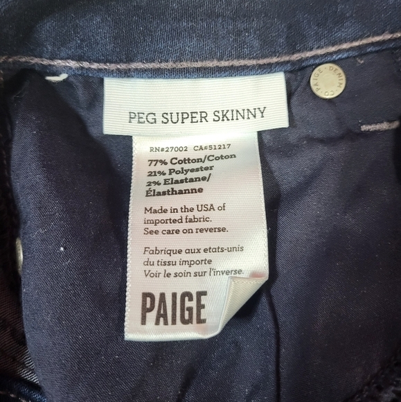 Paige Peg Super Skinny Blue Denim Jeans - Picture 5 of 5